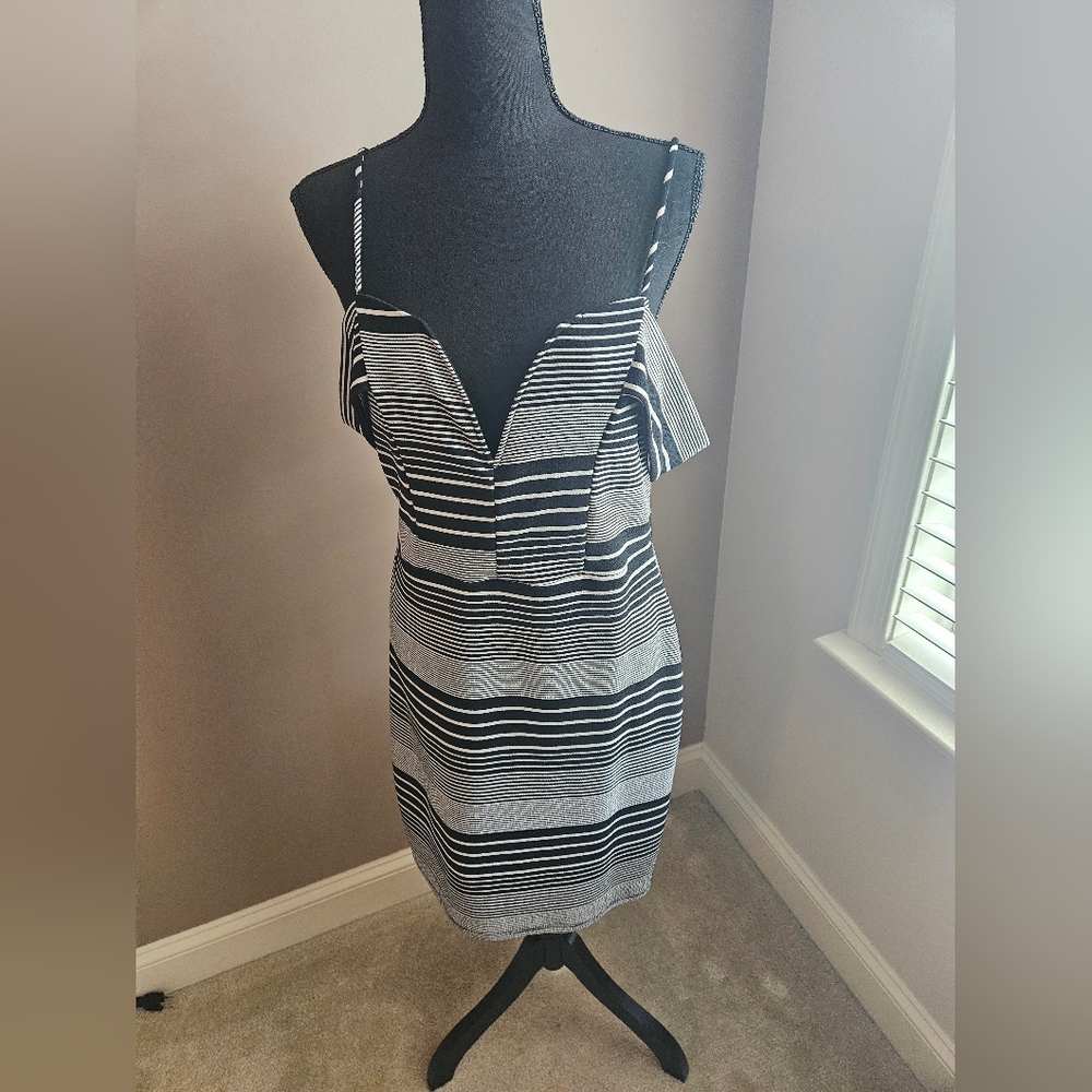 Black and white strip dress